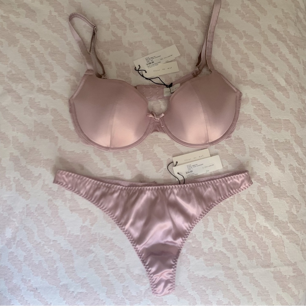NWT Fleur du Mal Satin Luxe Balconette Bra + Luxe Thong ✨
